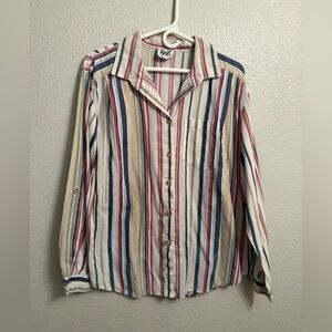 Vintage Striped Collared Shirt in Navy, Pink & Cream